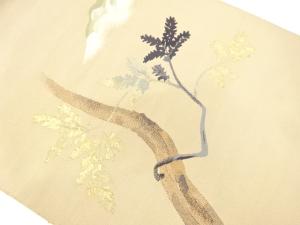 アンティーク　綴れ　遠山に樹木模様織り出し名古屋帯